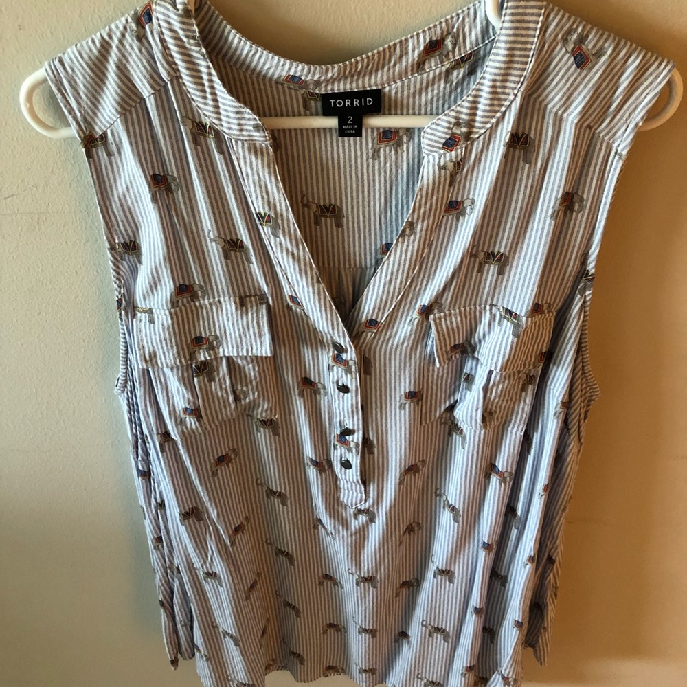 Torrid Elephant Striped Tank Top